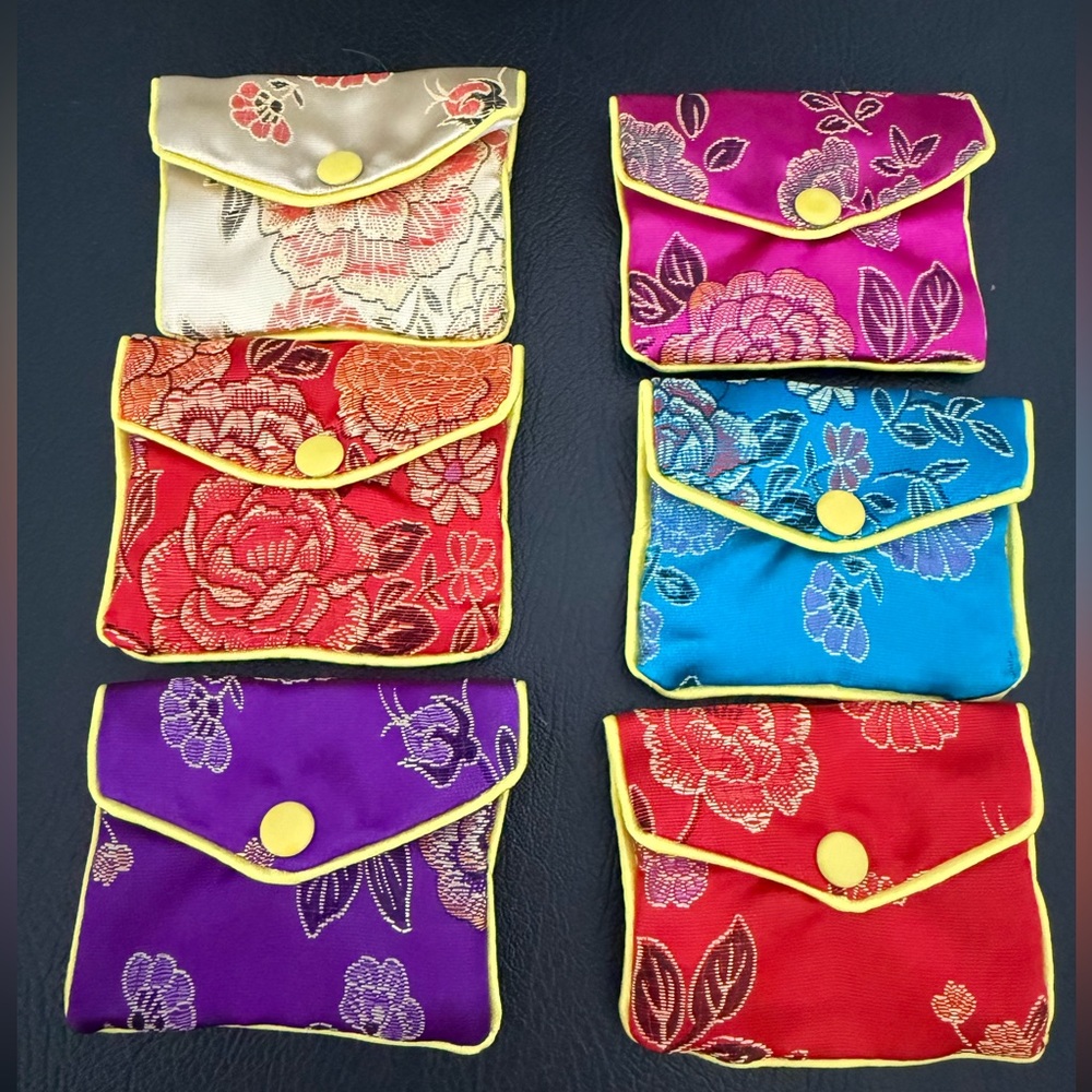 Floral Silk Pouch Set - Multicolor